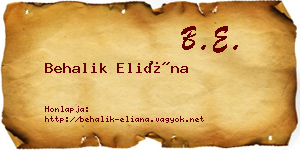 Behalik Eliána névjegykártya
